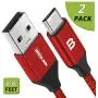 Micro USB Cable Android, BrexLink Micro USB to USB 2.0 Cable (2-Pack, 6.6 Feet) Nylon Braided Sync and Fast Charging Cable for Samsung, Kindle, Android Smartphones, Galaxy S7 Edge, Moto G5, PS4 (Red)
