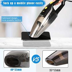 Car Vacuum, JINPUS High Power DC 12V 5000PA Stronger Suction Car Vacuum Cleaner, Wet/Dry Portable Handheld Car Vacuum Cleaner with 16.4Ft Power Cord (Transparent)