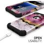 Hocase iPhone 8 Plus Case, iPhone 7 Plus Case, Heavy Duty Shockproof Protection Hard Plastic+Silicone Rubber Hybrid Protective Case for iPhone 7 Plus/iPhone 8 Plus - Purple White Marble
