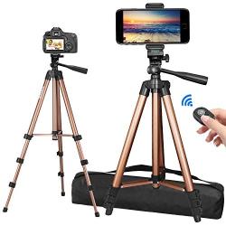 PEYOU Compatible for iPhone Tripod, 50" Extendable Lightweight Aluminum Tripod Stand + Wireless Remote + Phone Holder Mount Compatible for iPhone 11 Pro Max/11 Pro/XR/X/8 Plus & More