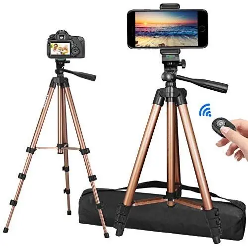 PEYOU Compatible for iPhone Tripod, 50" Extendable Lightweight Aluminum Tripod Stand + Wireless Remote + Phone Holder Mount Compatible for iPhone 11 Pro Max/11 Pro/XR/X/8 Plus & More PEYOU Compatible for iPhone Tripod, 50" Extendable Lightweight Aluminum Tripod Stand + Wireless Remote + Phone Holder Mount Compatible for iPhone 11 Pro Max/11 Pro/XR/X/8 Plus & More