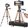PEYOU Compatible for iPhone Tripod, 50" Extendable Lightweight Aluminum Tripod Stand + Wireless Remote + Phone Holder Mount Compatible for iPhone 11 Pro Max/11 Pro/XR/X/8 Plus & More