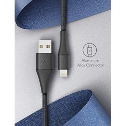 Xcentz iPhone Charger 10ft, Apple MFi Certified Lightning Cable, Braided Nylon High-Speed iPhone Cable with Premium Metal Connector for iPhone 11/X/XS/XR/XS Max/8/7/6/5S/SE, iPad Mini/Air, Black