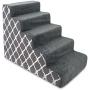 USA Made Pet Steps/Stairs with CertiPUR-US Certified Foam for Dogs & Cats by Best Pet Supplies - Gray Lattice Print, 5-Step (H: 22.5") (ST255C-L)