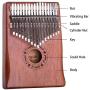 Kalimba Thumb Piano 17 Keys with Tuning Hammer and Study Instruction,Portable Mbira Sanza Finger Piano, Musical Intruments Gifts for Kids Adults Beginners