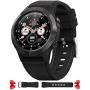 Smart Watch for Android Phones iOS, GPS Smartwatch for Men with Heart Rate and BP Monitor, Pedometer, Text Call Notification, Compass, Barometer, Altitude, Leather and Rubber Bands, Round Face, 2020