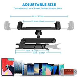 Tablet Holder For Car Mount, DM Car Headrest Holder For Tablet Headrest Car Tablet Holder Compatible With iPad/Samsung Galaxy Tabs/Amazon Kindle Fire HD/Microsoft Surface/4.7-12.9" Cell Phones (Black)