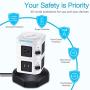 Surge Protector Tower GLCON Power Strip Tower Fast Wireless Charger + 4 USB 5V/5A Ports + 3000W 13A 6 Outlet Plugs + Charging Tower with 6ft Long Extension Cord for Home Office