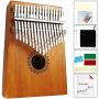 Kalimba Thumb Piano 17 Keys with mahogany Wood Portable Mbira Finger Piano Gifts for Kids and piano Beginners Professional （Matte brown）