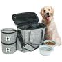 Top Dog Travel Bag - Airline Approved Travel Set for Dogs Stores All Your Dog Accessories - Includes Travel Bag, 2X Food Storage Containers and 2X Collapsible Dog Bowls - Gray