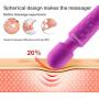 Personal Wand Massager with 8 Speeds 20 Vibration Modes USB Cordless Rechargeable Handheld Waterproof Powerful Massager Portable for Neck Back Shoulder Foot with Travel Bag - Purple