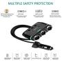 Cigarette Lighter Adapter 3 Socket Cigarette Lighter Splitter with LED Voltage Display Dual USB Car Charger On/Off Switches 12V Car Splitter Adapter for iPhone iPad Samsung GPS Dashcam Replaceable fus