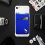 Double Pocket - Adhesive Card Holder - Cell Phone Pouch - Stick on Lycra Pocket - Carry Credit Cards and Cash (Blue)