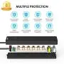 Flat Plug Power Strip Surge Protector, 3 USB Ports 12 Outlets Strip, 6 Extension Cord Power Strip, 1875W 1700 Joules 5V 3.1A USB Surge Protector Outlet Plug Black, Meet All Your Needs by Jf.egwo