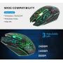 Q8 Wireless Gaming Computer Mouse, 2.4GHz USB Optical Rechargeable Ergonomic LED Wireless Silent Mouse, 3 Adjustable DPI, 6 Buttons, Compatible with PC, Laptop, Notebook, Desktop (Black)