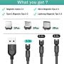 Magnetic Charging Cable [3-Pack,3ft/6ft/6ft], Oxyland 360°&180°Rotation Magnetic Phone Charger Cable, 3 in 1 Nylon Braided Cord Compatible with Mirco USB, Type C Smartphone and iProduct Device (Black)