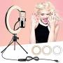Ring Light with Tripod Stand and Phone Holder, 10 inch Desktop Circle Light with 3 Lighting Colors and 10 Brightness, Portable Halo Light for YouTube, Makeup, Live Streaming, Video Shooting