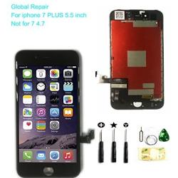 LCD Touch Screen Replacement for iPhone 7 Plus 5.5 Inch Digitizer Full Assembly Glass with Tool Kits in Black