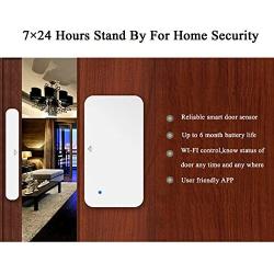 AI Cluster WiFi Door and Windows Sensor Magnets Smart Phone APP Control Doorbell Compatible with Alexa Google Assistant,Wireless Security Alarm Door Open Chime for Home Bussiness Burglar Alert