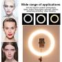 LED Foldable Selfie Ringlights Brightness Livestreaming Photography with Stand - BKispaki 8 Inch Dimmable Live Beauty Ring Light with Cell Phone Holder for Vlog/Makeup/TikTok