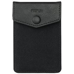 FRIFUN Cell Phone Wallet Ultra-Slim Self Adhesive Credit Card Holder Stick on Wallet Cell Phone Leather Wallet for Smartphones RFID Blocking Sleeve Covers Credit Cards and Cash (Black) …