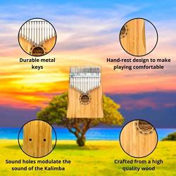 SFORZANDO Kalimba 17 Keys Thumb Piano with Instrument Guide and Accessories, Portable Mbira Finger Piano for Kids and Adult Beginners