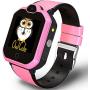 4G GPS Tracker Best Unlocked Wrist Smart Phone Watch for Kids with Sim Camera Video Call Flashlight Fitness Tracker Birthday for Children Boys Girls iPhone Android Smartphone (Pink)