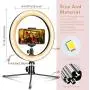 LED Ring Light 10" with Tripod Stand & Phone Holder for Live Streaming & YouTube Video, Dimmable Desk Makeup Ring Light for Photography, Shooting with 3 Light Modes & 10 Brightness Level LED Ring Light 10" with Tripod Stand & Phone Holder for Live Streaming & YouTube Video, Dimmable Desk Makeup Ring Light for Photography, Shooting with 3 Light Modes & 10 Brightness Level