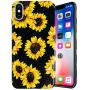 J.west iPhone Xs Max Case Vintage Flower Floral, Cute Yellow Sunflowers Black Soft Cover for Girls/Women Sturdy Flexible Slim fit Fashion Design Pattern Drop Protective Case for iPhone Xs Max
