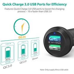 Quick Charge 3.0 Car Charger RAVPower 40W 3A Car Adapter with Dual Qc USB Ports Compatible with Galaxy S10+ S9+ S8+ Note 10+ Note 9+ Note 8, iPhone 11 Pro Max X XR XS Max and More (Black)