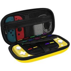 Case for Nintendo Switch Lite, Protective Hard Shell Travel Case with 18 Games, 4 SD Cards and Pouch for Nintendo Switch Joy-con and Other Accessories (Yellow)