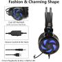 GFDGFDG PS4 Gaming Headset, PC Over Ear Gaming Headphones with Noise Canceling Mic LED Light, 3D Surround Sound, for Xbox PC Laptop Smart Phone