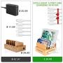 OthoKing Bamboo Charging Station, Wood Charging Station for Multiple Devices with 5 Ports USB Charger Docking Station for iPhone, iPad,Tablet, and Android Cell Phone