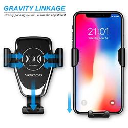 Wireless Car Charger, Veidoo 10W Qi-Certified Gravity Wireless Fast Charge Car Mount Air Vent Phone Holder Compatible with Mobile Phone S7 edge/S8/S10/S9+/Note 9 & Enable Qi Device