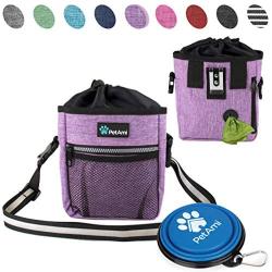 PetAmi Dog Treat Pouch | Dog Training Pouch Bag with Waist Shoulder Strap, Poop Bag Dispenser and Collapsible Bowl | Treat Training Bag for Treats, Kibbles, Pet Toys | 3 Ways to Wear