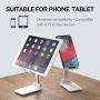 Cell Phone Stand, Foldable Portable Desktop Stand Adjustable Height and Angle Phone Holder for Desk Sturdy Aluminum Metal Stand Compatible with Smartphone/iPad/Kindle/Tablet (White)