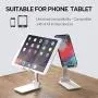 Cell Phone Stand, Foldable Portable Desktop Stand Adjustable Height and Angle Phone Holder for Desk Sturdy Aluminum Metal Stand Compatible with Smartphone/iPad/Kindle/Tablet (White) Cell Phone Stand, Foldable Portable Desktop Stand Adjustable Height and Angle Phone Holder for Desk Sturdy Aluminum Metal Stand Compatible with Smartphone/iPad/Kindle/Tablet (White)