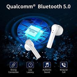 Wireless Earbuds in-Ear Bluetooth 5.0 Headphones with HD HiFi Stereo CVC8.0 Noise Canceling Bluetooth Earbuds with Mic 24H Playtime Mini Charging Case for iPhone Android Apple Earbuds