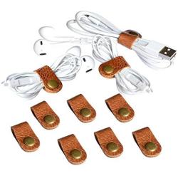 CAILLU 10 Pack cord organizer,cord keeper,cable organizer USB holder,cable management,cable clips,earbud case,wrap headphone,headset winder,Phone earphone clips ties,Tiny leather gifts gadget