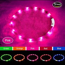 LED Dog Collar,USB Rechargeable Glowing Dog Collars, Light Up Collar Improved Pet Safety &Visibility at Night, 3 Flashing Modes,Water-Resistant Lighted Collar Fits For Small Medium Large Dogs