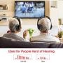 Wireless TV Headphones, RCA Over Ear Hi-Fi Stereo Headset for TV Watching PC VCD, Headphones with 2.4GHz RF Transmitter, Charging Dock for Seniors Hearing Impaired, 100ft Range, Rechargeable, Black