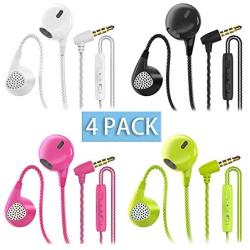 Headphones Heavy Bass Stereo Earphones Earbuds Noise Isolating Tangle Free Headsets CBGGQ in Ear Headphones with Remote & Microphone,for iOS and Android,Laptops,Gaming(Black+White+Pink+Green 4 Pack)