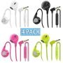 Headphones Heavy Bass Stereo Earphones Earbuds Noise Isolating Tangle Free Headsets CBGGQ in Ear Headphones with Remote & Microphone,for iOS and Android,Laptops,Gaming(Black+White+Pink+Green 4 Pack)