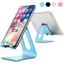 LORERAN Cell Phone Stand, Phone Dock, Phone Holder, Cradle for Smartphone and Tablet, Aluminum Stand Compatible with Samsung iPhone 11 Pro Xs Xs Max Xr X 8 7 6 6s Plus 5 5s 5c - Black (Water-Blue)