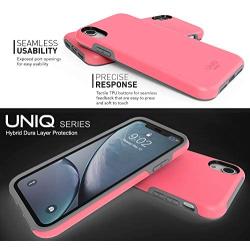 TEAM LUXURY iPhone XR Case, [UNIQ Series] Ultra Defender Shockproof Hybrid Slim Protective Cover Phone Case for Apple iPhone XR 6.1" (Hot Pink/Gray)