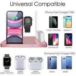 Wireless Charger, QI-EU 4 in 1 Qi-Certified Fast Charging Station Compatible Apple Watch Airpods Pro iPhone 11/11pro/X/XS/XR/Xs Max/8/8 Plus, Wireless Charging Stand Compatible Samsung Galaxy S20/S10