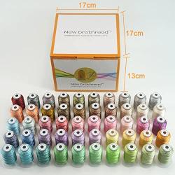 New brothread 50 Colors Variegated Polyester Embroidery Machine Thread Kit 500M (550Y) Each Spool for Brother Janome Babylock Singer Pfaff Bernina Husqvaran Embroidery and Sewing Machines