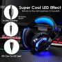 ENVEL Gaming Headset for PS4 with Mic,PC,Xbox One,Laptop,Surround Sound Over Ear Noise Cancelling Headphone with LED Lights Volume Control for Smartphone,Computer,Nintendo Switch(Black&Blue)