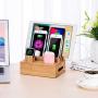 WXTOOLS Bamboo Wood Desk Organizer for Multiple Devices, Charging Stations Accessories Docking Cradle Holder Compatible Cell Phone, Tablet, Apple Watch, Airpods