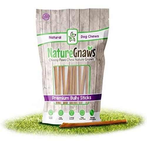 Nature Gnaws Extra Thin Bully Sticks for Dogs - Premium Natural Beef Bones - Long Lasting Dog Chew Treats for Small Dogs & Puppies - Rawhide Free - 6 Inch